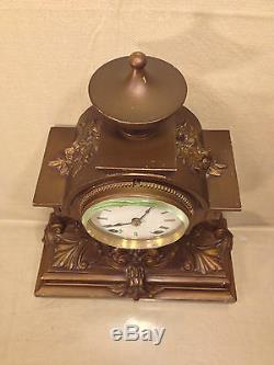 Seth Thomas Clock Bronze Look Case Jeweler Metal Face Runs and Strikes