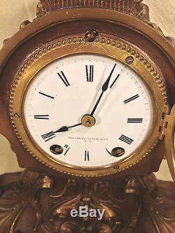 Seth Thomas Clock Bronze Look Case Jeweler Metal Face Runs and Strikes