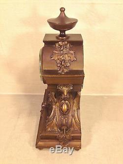 Seth Thomas Clock Bronze Look Case Jeweler Metal Face Runs and Strikes