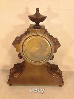 Seth Thomas Clock Bronze Look Case Jeweler Metal Face Runs and Strikes