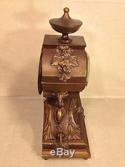 Seth Thomas Clock Bronze Look Case Jeweler Metal Face Runs and Strikes