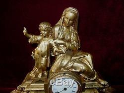 Seth Thomas Clock Figural Madonna Jesus Mantel Rare to Find Antique
