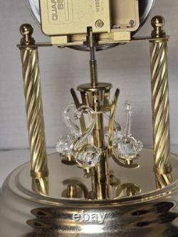 Seth Thomas Clock Quartz, 4 crystal swans that spin in both directions