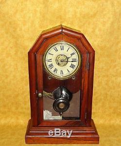 Seth Thomas Co. Shelf Clock, Nashville Model, 1880, Wood, Roman Numerals, Chimes, Key