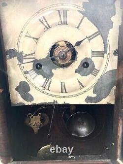Seth Thomas Connecticut Ogee Cabinet Mantle Clock Reverse Painted Country Church