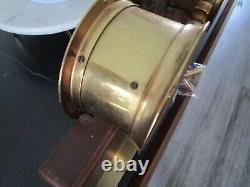 Seth Thomas Corsair Brass Ship Clock & Barometer Wood Stand & Key Model E537-00