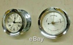 Seth Thomas Corsair Maritime Ships Bell Clock Barometer Set Nickel Brass Working