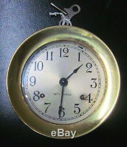 Seth Thomas Corsair Ship's Bells Clock, Solid Brass. With Key #E537-000