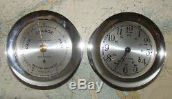 Seth Thomas Corsair Ships Bell Clock & Barometer Set Chromed Brass