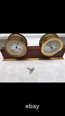 Seth Thomas Corsair Ships bell Clock & Barometer E537-000 & E537-010 WORKS