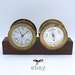 Seth Thomas Corsair-W Ships Clock & Barometer E537-000 & E537-010 w Key / Stand