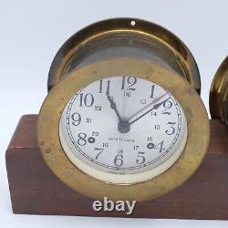 Seth Thomas Corsair-W Ships Clock & Barometer E537-000 & E537-010 w Key / Stand
