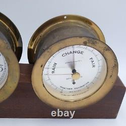 Seth Thomas Corsair-W Ships Clock & Barometer E537-000 & E537-010 w Key / Stand