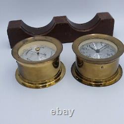 Seth Thomas Corsair-W Ships Clock & Barometer E537-000 & E537-010 w Key / Stand