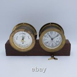 Seth Thomas Corsair-W Ships Clock & Barometer E537-000 & E537-010 w Key / Stand