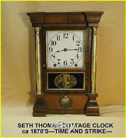 Seth Thomas Cottage Clock-double Decker-full Pillars-1870's-awesome