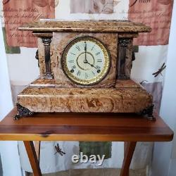 Seth Thomas Cream & Brown Adamantine Mantle Clock
