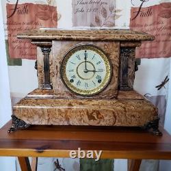 Seth Thomas Cream & Brown Adamantine Mantle Clock