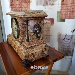 Seth Thomas Cream & Brown Adamantine Mantle Clock