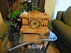 Seth Thomas Cream & Rust Adamantine 6 Column Mantle Clock with 89C Movement RARE