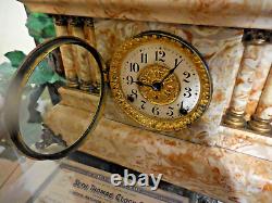 Seth Thomas Cream & Rust Adamantine 6 Column Mantle Clock with 89C Movement RARE