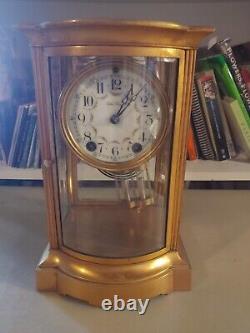 Seth Thomas Crystal Regular Clock with Curved Bow Front Beveled Glass