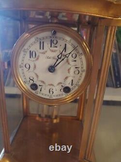 Seth Thomas Crystal Regular Clock with Curved Bow Front Beveled Glass