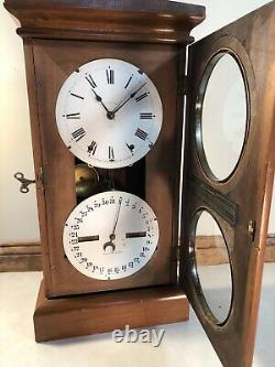 Seth Thomas Double Dial Calendar Mantel Table Shelf Clock Wall