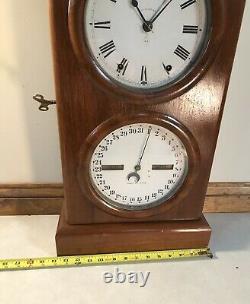 Seth Thomas Double Dial Calendar Mantel Table Shelf Clock Wall