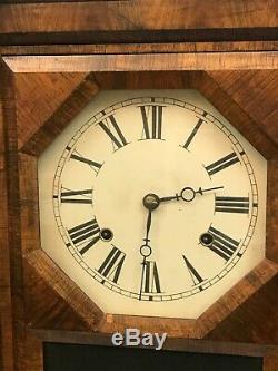 Seth Thomas Double Dial Calendar Shelf Clock. Reverse Painted Eagle. 1862 Patent