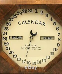 Seth Thomas Double Dial Calendar Shelf Clock. Reverse Painted Eagle. 1862 Patent