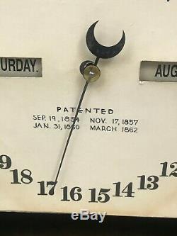 Seth Thomas Double Dial Calendar Shelf Clock. Reverse Painted Eagle. 1862 Patent