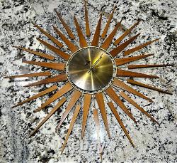 Seth Thomas E631-000 Starflower Wall Clock Starburst Vtg RUNS GOOD