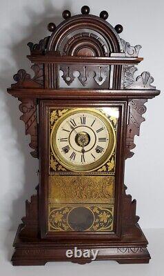 Seth Thomas Eclipse Mantel Clock Antique 8 Day Gingerbread Walnut Alarm Bell