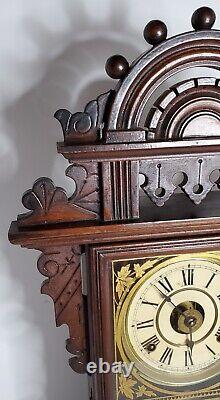 Seth Thomas Eclipse Mantel Clock Antique 8 Day Gingerbread Walnut Alarm Bell