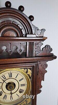 Seth Thomas Eclipse Mantel Clock Antique 8 Day Gingerbread Walnut Alarm Bell