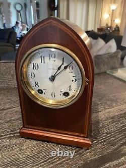 Seth Thomas Essex Inlayed Mahogany Case Only 9 1/2 Tall 4 Porcelain Dial