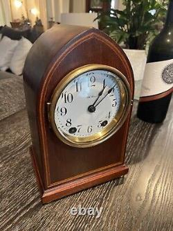 Seth Thomas Essex Inlayed Mahogany Case Only 9 1/2 Tall 4 Porcelain Dial