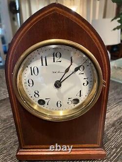 Seth Thomas Essex Inlayed Mahogany Case Only 9 1/2 Tall 4 Porcelain Dial