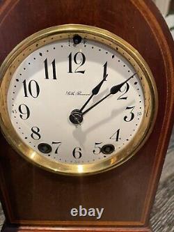 Seth Thomas Essex Inlayed Mahogany Case Only 9 1/2 Tall 4 Porcelain Dial