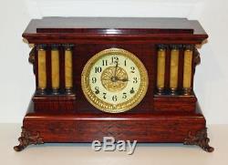 Seth Thomas Everett Red 6 Column Adamantine Mantle Clock Prof. Restored 1909