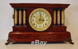 Seth Thomas Everett Red 6 Column Adamantine Mantle Clock Prof. Restored 1909