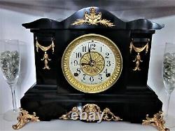 Seth Thomas Fancy Black Adamantine Mantle Clock