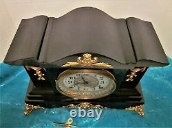 Seth Thomas Fancy Black Adamantine Mantle Clock