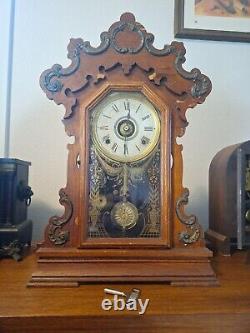 Seth Thomas Gingerbread Kitchen Parlor Mantel Table Shelf Clock Running With Key