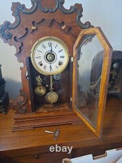 Seth Thomas Gingerbread Kitchen Parlor Mantel Table Shelf Clock Running With Key