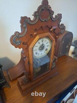 Seth Thomas Gingerbread Kitchen Parlor Mantel Table Shelf Clock Running With Key