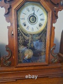 Seth Thomas Gingerbread Kitchen Parlor Mantel Table Shelf Clock Running With Key