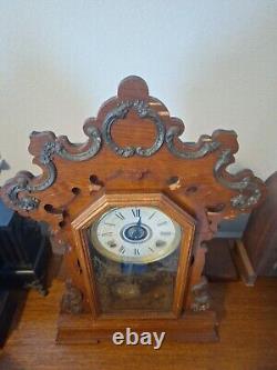 Seth Thomas Gingerbread Kitchen Parlor Mantel Table Shelf Clock Running With Key