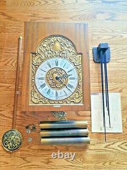 Seth Thomas Grandfather Clock Kit Dial Movement Weights Pendulum Chimes Chains